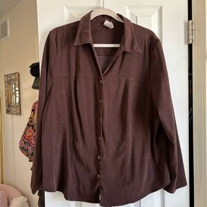 Brown Suede Like Button-Up Shirt Size 18-20
